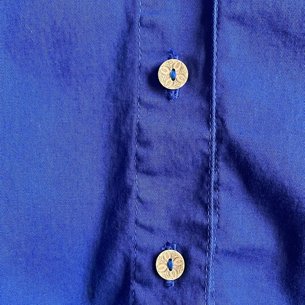 4/$25 Drawstrings of Malibu Long Sleeve Blue Cotton Shirt Travel Wear‎ Women S